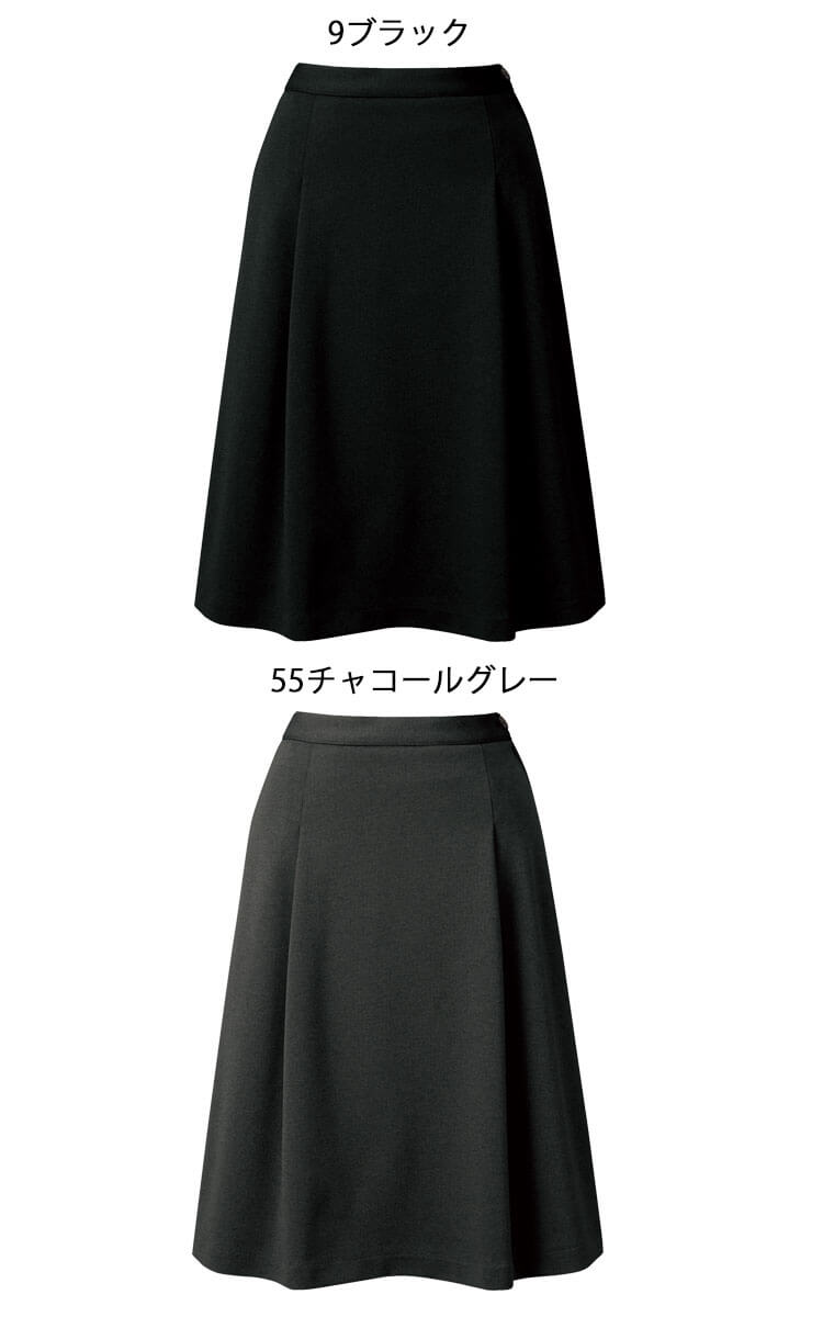 ショッピング最安価格 事務服 スカート レディース 制服 nuovo 秋冬 春 FOLK 後ゴム ソフトプリーツスカート 黒 ブラック グレー 医療事  スカート