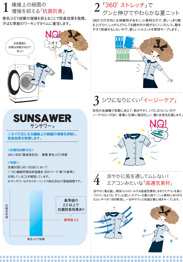 おもてなし 受付 ショールーム チドリ柄 夏 ニット 抗菌 セレクトステージ 美形