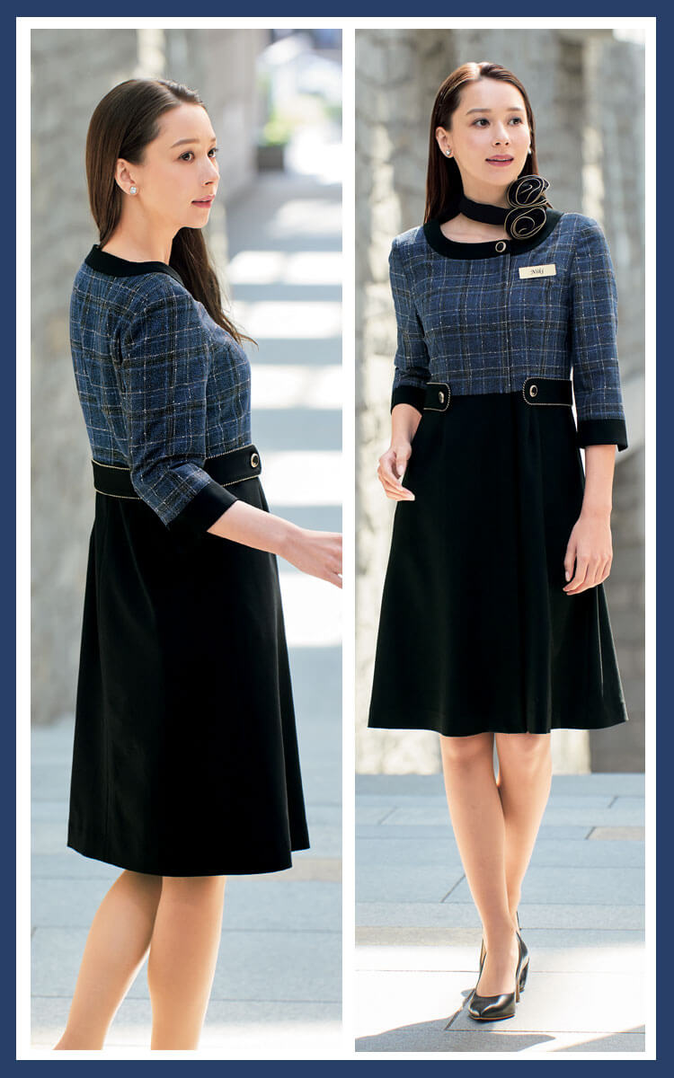 可愛い おしゃれ 接客 受付 カーディーラー 金融 美容 サロン アンジョア ワンピース ジャケット ベスト joie