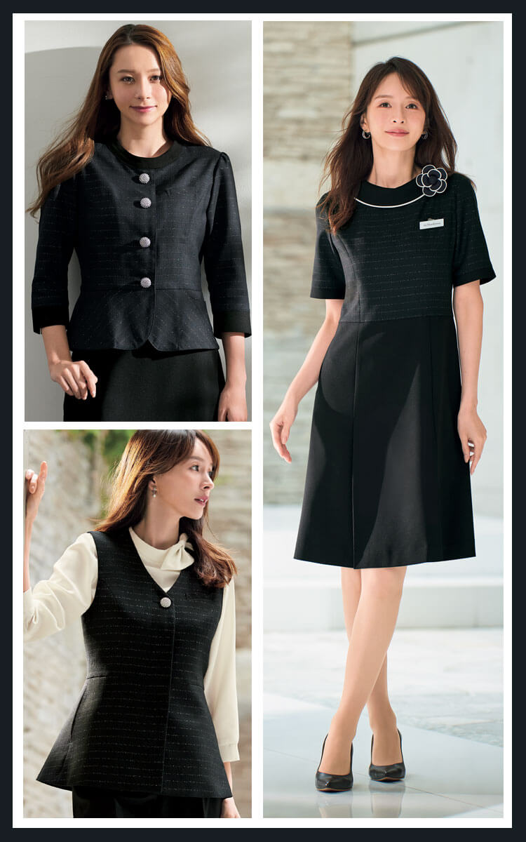 おしゃれ 事務服 制服 受付 接客 ホテル コンシェルジュ サービスカウンター カーディーラー アンジョア enjoie